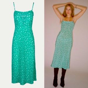 réalisation par Amelia midi dress green & white poison ivy silk print small NWOT